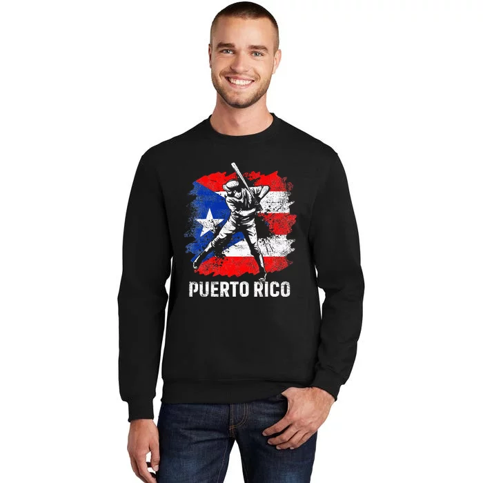 Puerto Rican Baseball Player Puerto Rico Flag Baseball Fans Tall Sweatshirt