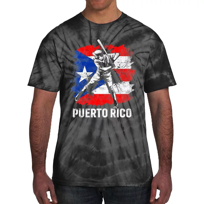 Puerto Rican Baseball Player Puerto Rico Flag Baseball Fans Tie-Dye T-Shirt