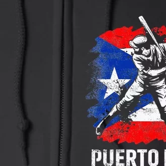 Puerto Rican Baseball Player Puerto Rico Flag Baseball Fans Full Zip Hoodie