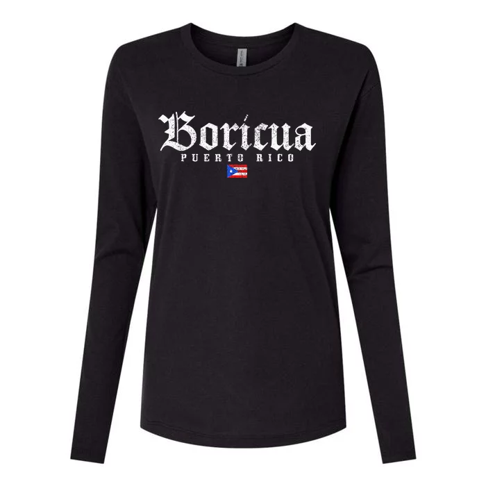 Puerto Rico Boricua Vintage Puerto Rican Flag Pride Womens Cotton Relaxed Long Sleeve T-Shirt