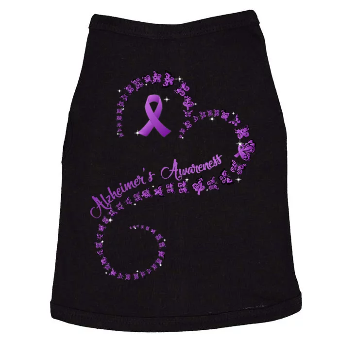 Purple Ribbon Butterfly Heart Alzheimers Awareness Doggie Tank