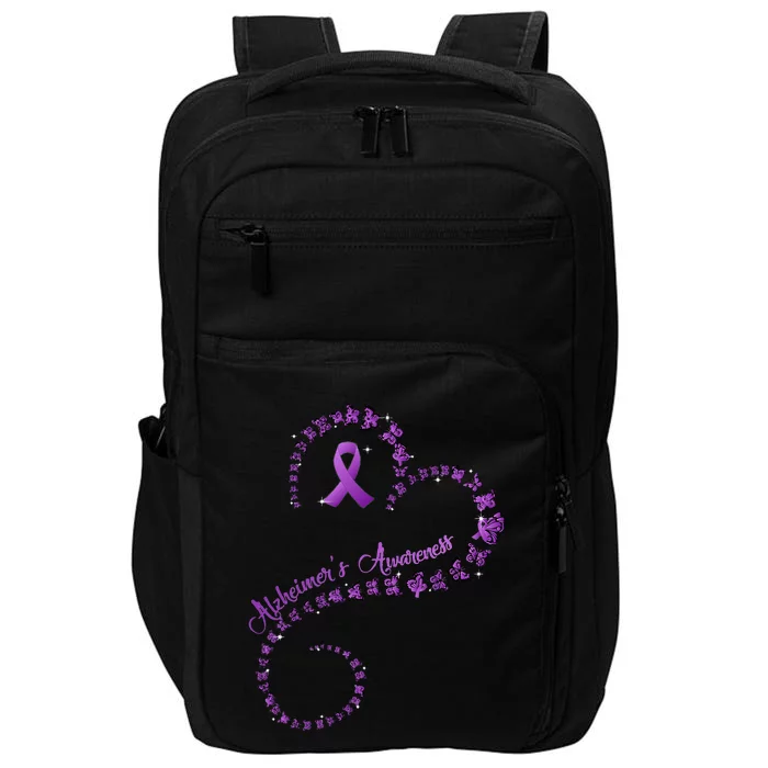 Purple Ribbon Butterfly Heart Alzheimers Awareness Impact Tech Backpack