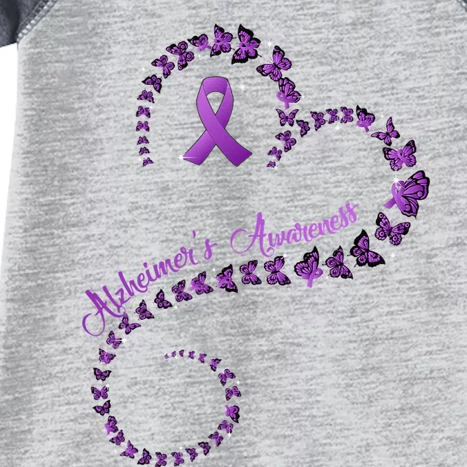 Purple Ribbon Butterfly Heart Alzheimers Awareness Infant Baby Jersey Bodysuit