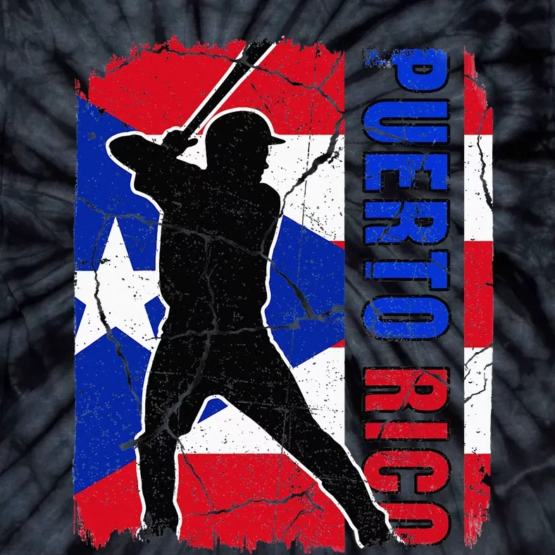 Puerto Rican Baseball Player Puerto Rico Flag Baseball Fans Tie-Dye T-Shirt