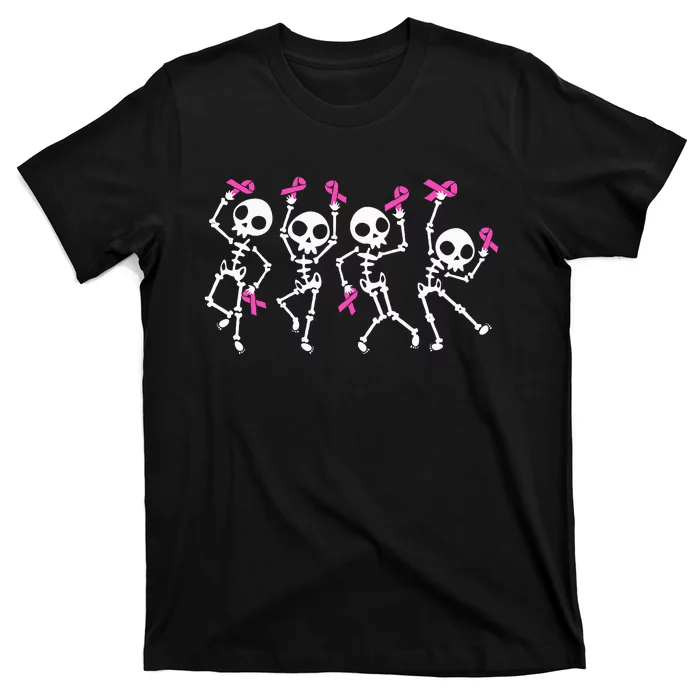 Pink Ribbon Breast Cancer Awareness Skeleton Kids T-Shirt