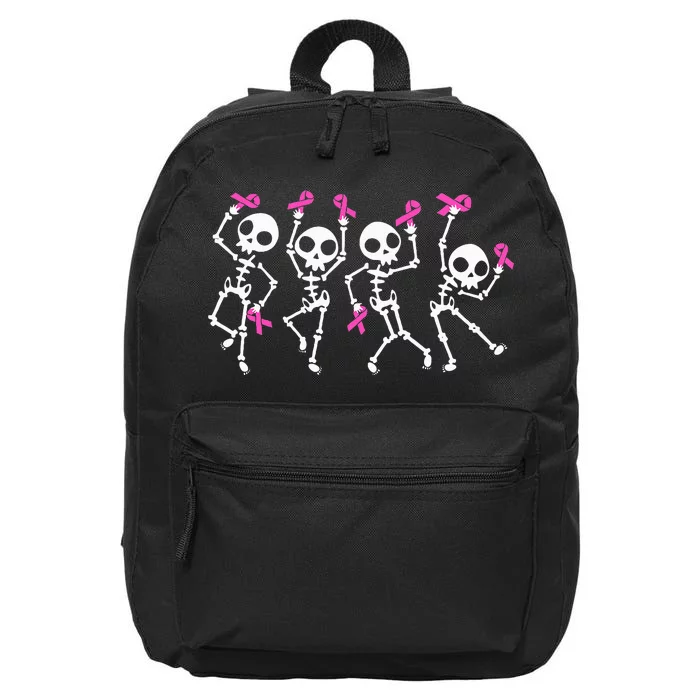 Pink Ribbon Breast Cancer Awareness Skeleton Kids 16 in Basic Backpack