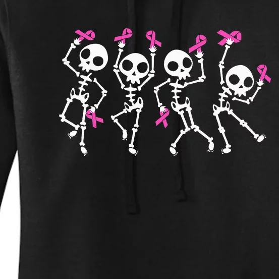 Pink Ribbon Breast Cancer Awareness Skeleton Kids Women's Pullover Hoodie