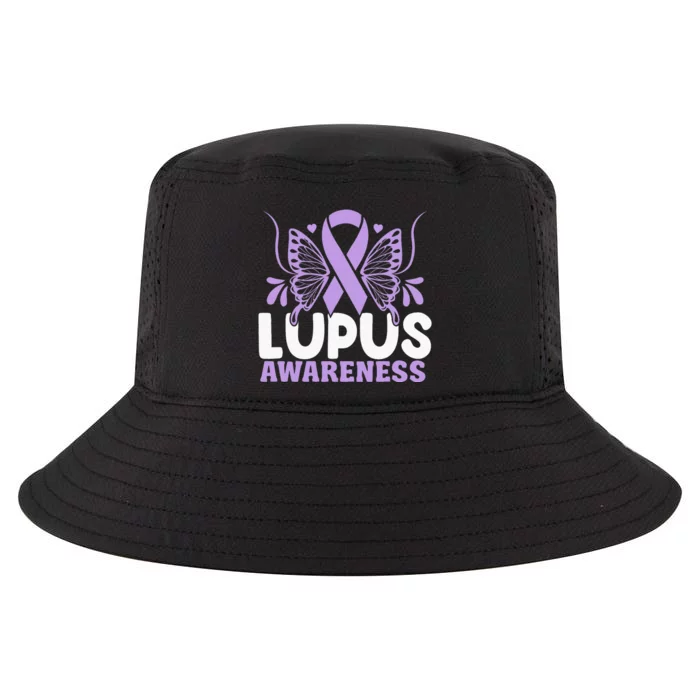 Purple Ribbon Butterfly Lupus Awareness Month Cool Comfort Performance Bucket Hat