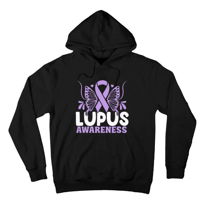 Purple Ribbon Butterfly Lupus Awareness Month Tall Hoodie