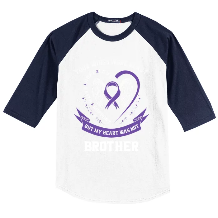 Purple Ribbon Brother Alzheimers Awareness Detia Heart Cool Gift Baseball Sleeve Shirt