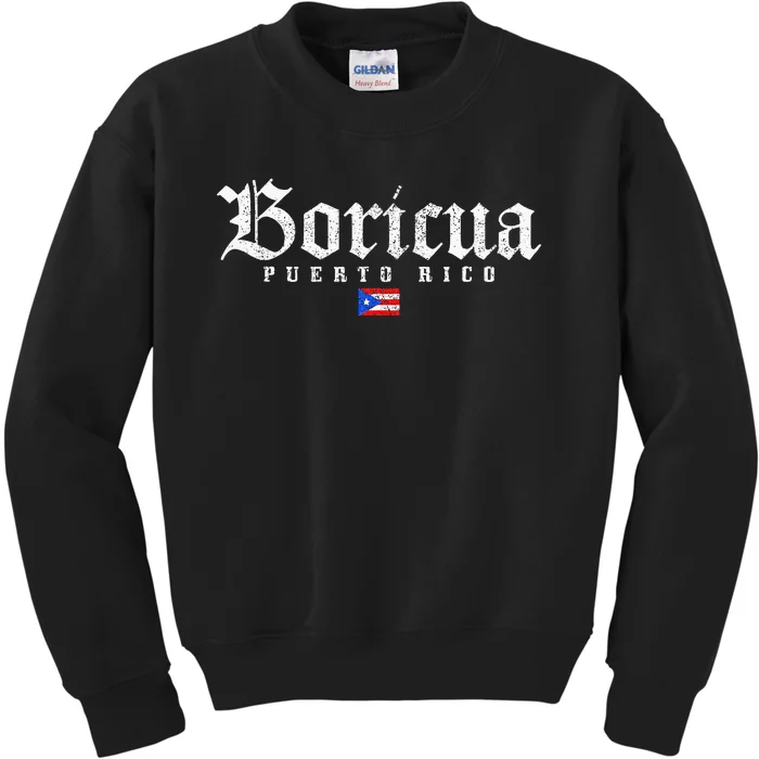 Puerto Rico Boricua Vintage Puerto Rican Kids Sweatshirt