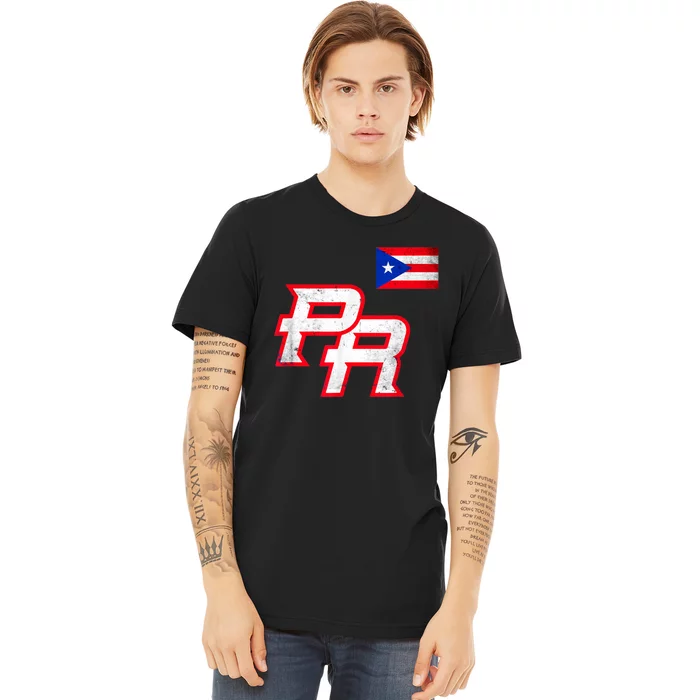 Puerto Rican Baseball Player Puerto Rico Flag Baseball Fans Premium T-Shirt