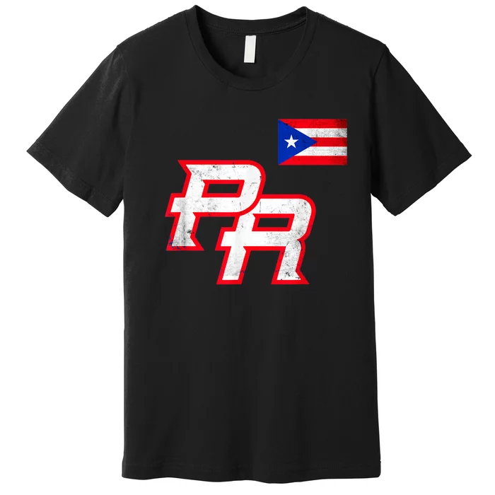 Puerto Rican Baseball Player Puerto Rico Flag Baseball Fans Premium T-Shirt