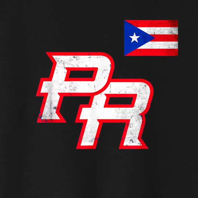 Puerto Rican Baseball Player Puerto Rico Flag Baseball Fans Women's Crop Top Tee