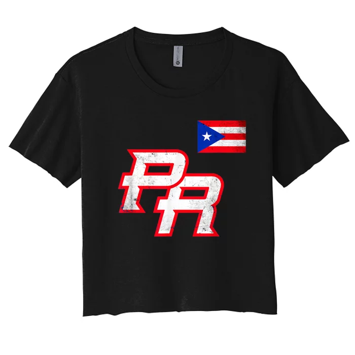 Puerto Rican Baseball Player Puerto Rico Flag Baseball Fans Women's Crop Top Tee