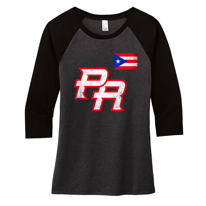 Puerto Rican Baseball Player Puerto Rico Flag Baseball Fans Women's Tri-Blend 3/4-Sleeve Raglan Shirt