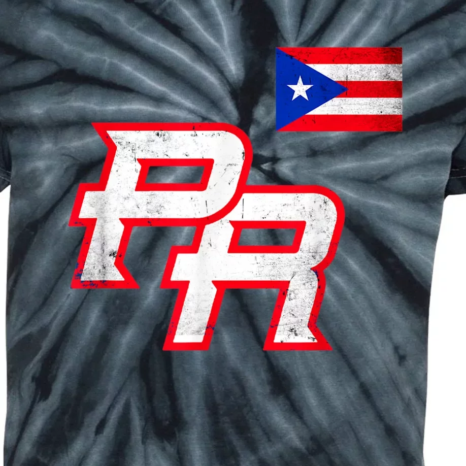 Puerto Rican Baseball Player Puerto Rico Flag Baseball Fans Kids Tie-Dye T-Shirt