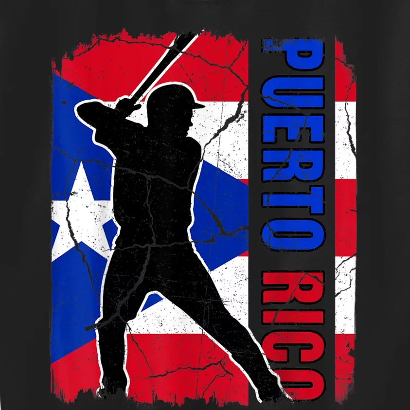 Puerto Rican Baseball Player Puerto Rico Flag Baseball Fans Kids Sweatshirt