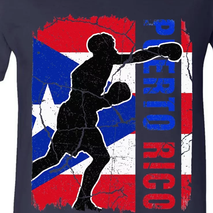 Puerto Rican Boxing Team Puerto Rico Flag Boxing Gloves V-Neck T-Shirt