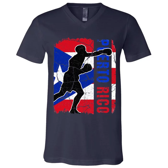 Puerto Rican Boxing Team Puerto Rico Flag Boxing Gloves V-Neck T-Shirt