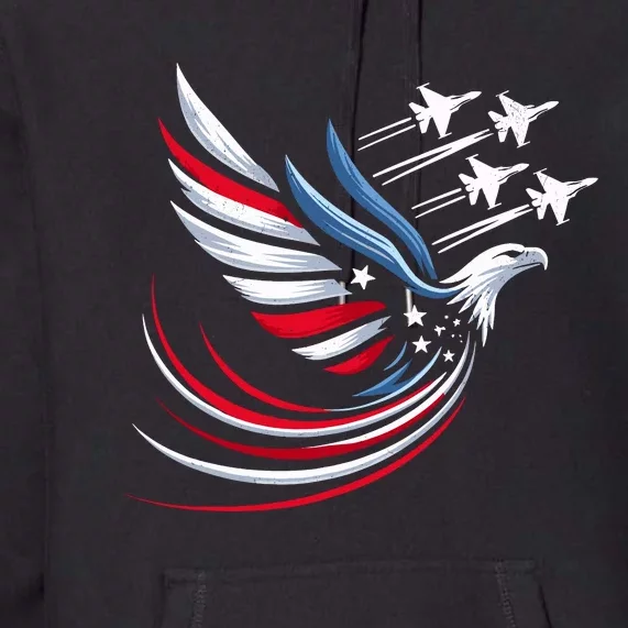 Patriotic Red Blue Usa Flag Fighter Jets 4th Of July Premium Hoodie