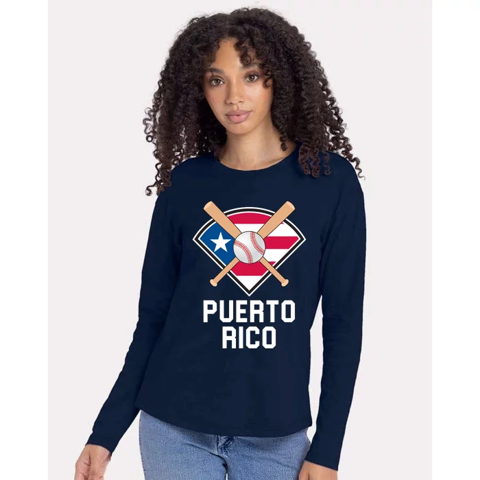 Puerto Rico Baseball Team Patriotic Beisbol Flag Womens Cotton Relaxed Long Sleeve T-Shirt