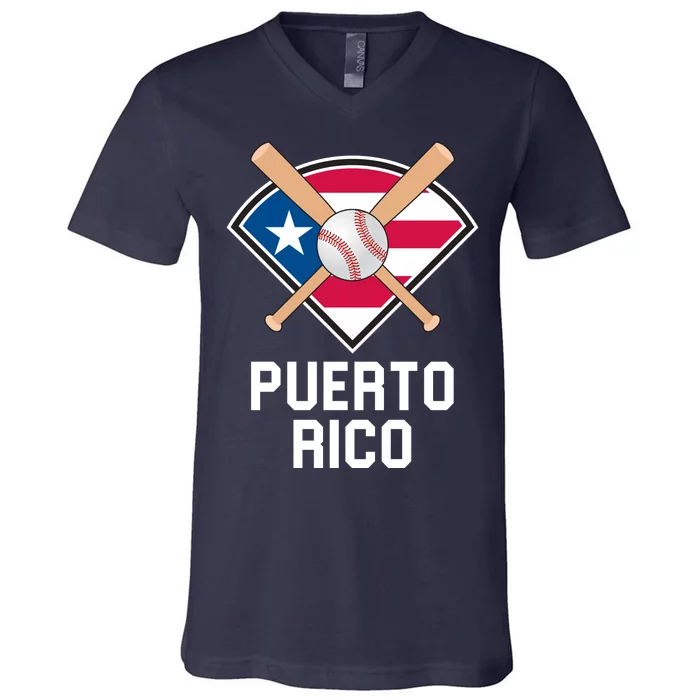 Puerto Rico Baseball Team Patriotic Beisbol Flag V-Neck T-Shirt