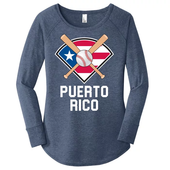 Puerto Rico Baseball Team Patriotic Beisbol Flag Women's Perfect Tri Tunic Long Sleeve Shirt