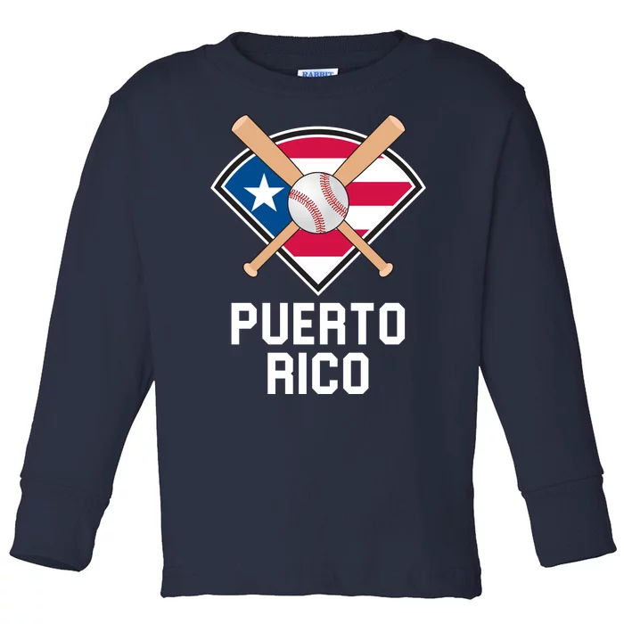 Puerto Rico Baseball Team Patriotic Beisbol Flag Toddler Long Sleeve Shirt