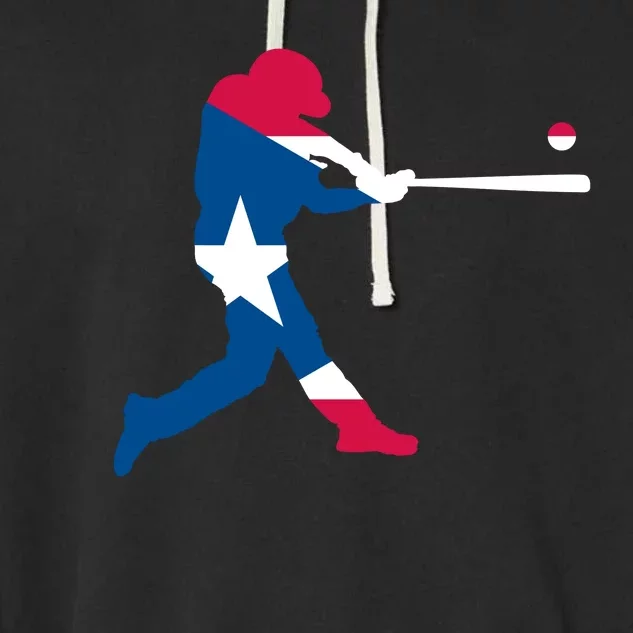 Puerto Rico Baseball Player Garment-Dyed Fleece Hoodie