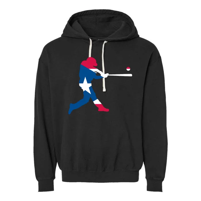 Puerto Rico Baseball Player Garment-Dyed Fleece Hoodie