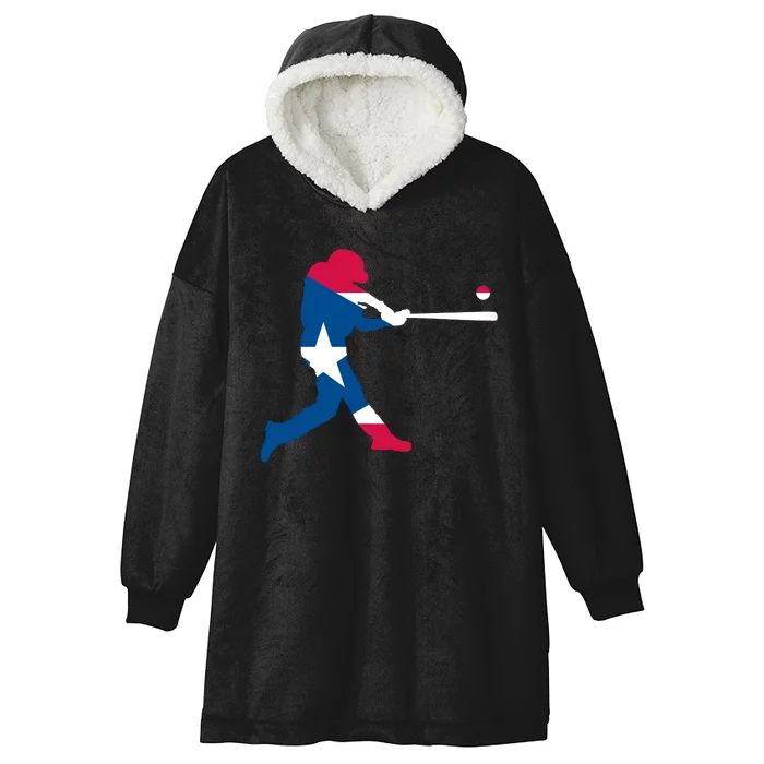 Puerto Rico Baseball Player Hooded Wearable Blanket