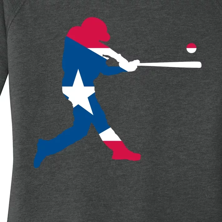 Puerto Rico Baseball Player Women's Perfect Tri Tunic Long Sleeve Shirt