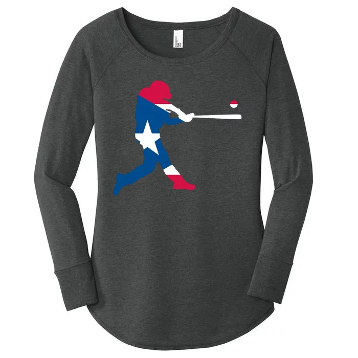 Puerto Rico Baseball Player Women's Perfect Tri Tunic Long Sleeve Shirt