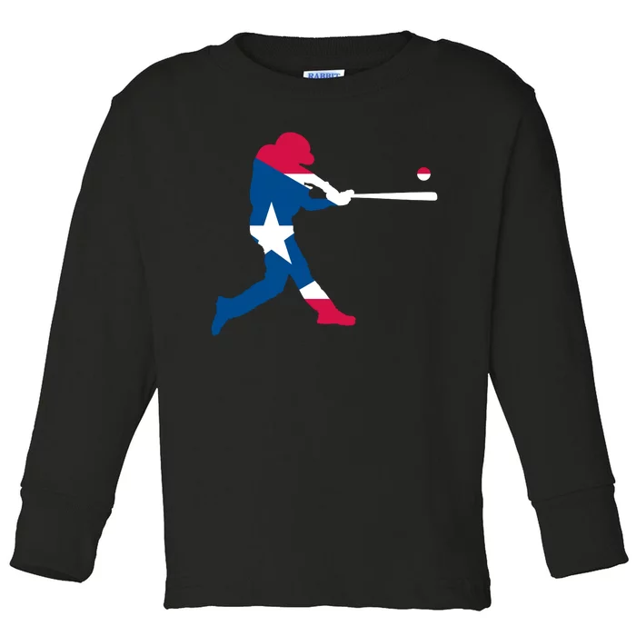 Puerto Rico Baseball Player Toddler Long Sleeve Shirt