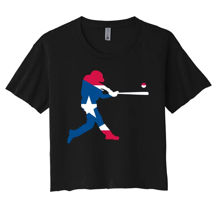 Puerto Rico Baseball Player Women's Crop Top Tee