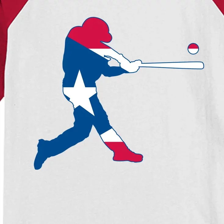 Puerto Rico Baseball Player Kids Colorblock Raglan Jersey