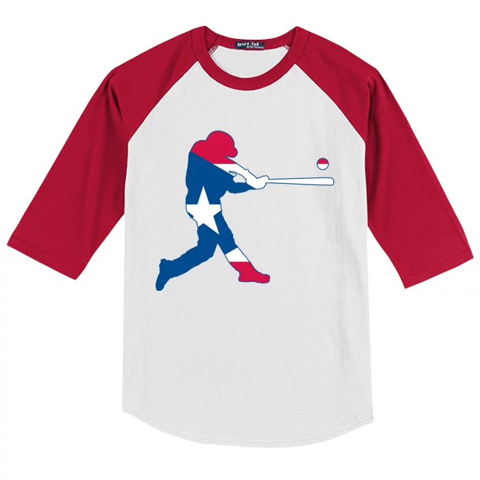 Puerto Rico Baseball Player Kids Colorblock Raglan Jersey