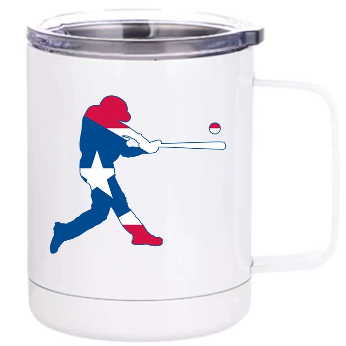 Puerto Rico Baseball Player Front & Back 12oz Stainless Steel Tumbler Cup