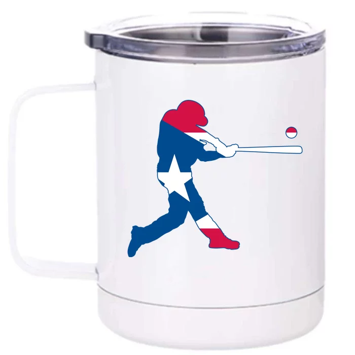 Puerto Rico Baseball Player Front & Back 12oz Stainless Steel Tumbler Cup