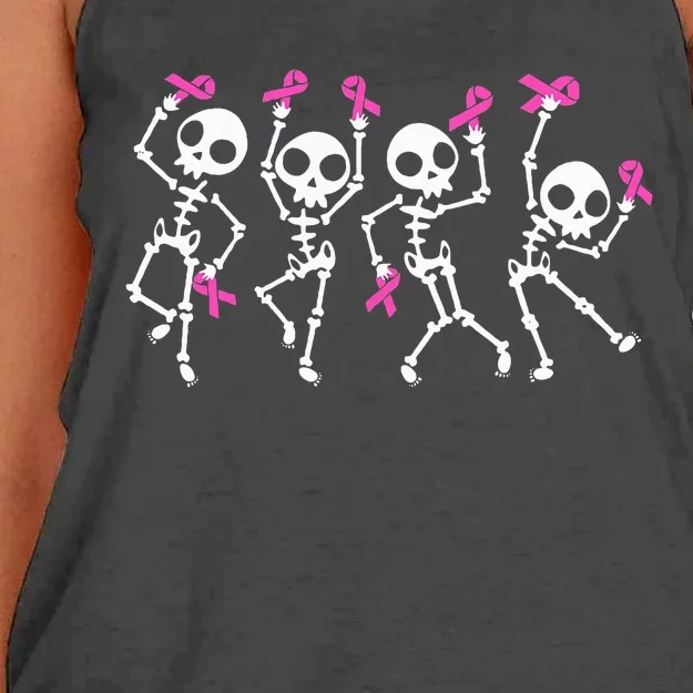 P.I.N.K Ribbon Breast Cancer Awareness Skeleton Women's Knotted Racerback Tank