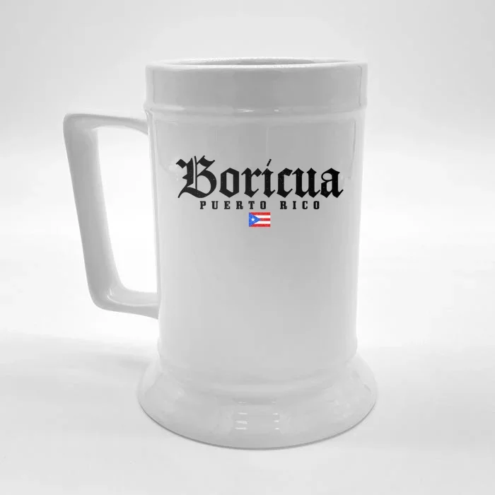 Puerto Rico Boricua Vintage Puerto Rican Flag Pride Gift Front & Back Beer Stein