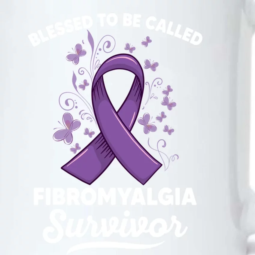 Purple Ribbon Blessed And Survivor Of Fibromyalgia Awareness Gift Black Color Changing Mug