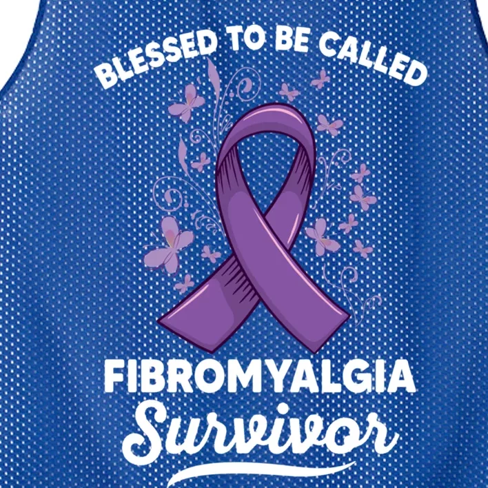 Purple Ribbon Blessed And Survivor Of Fibromyalgia Awareness Gift Mesh Reversible Basketball Jersey Tank