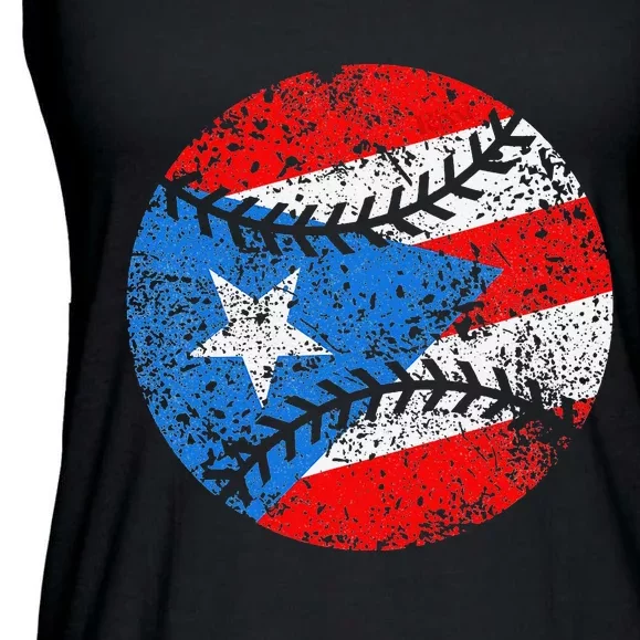 Puerto Rican Baseball Proud Boricua Flag Puerto Rico Ladies Essential Flowy Tank