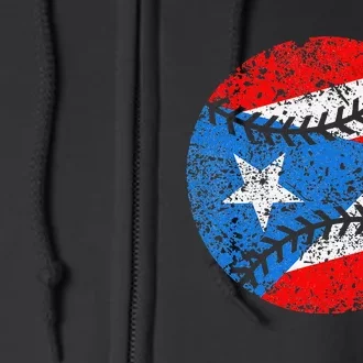 Puerto Rican Baseball Proud Boricua Flag Puerto Rico Full Zip Hoodie