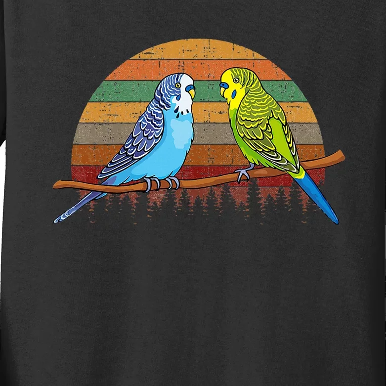 Parakeet Retro Budgies Parakeet Kids Long Sleeve Shirt