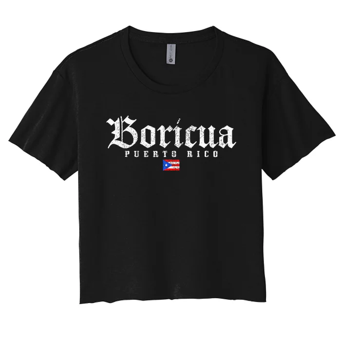 Puerto Rico Boricua Vintage Puerto Rican Flag Pride Women's Crop Top Tee