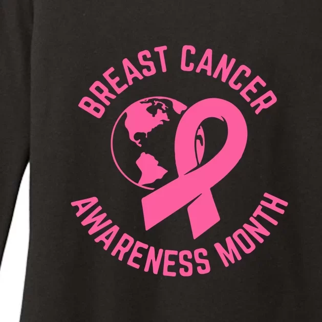 Pink Ribbon Breast Cancer Awareness Month Gift Womens CVC Long Sleeve Shirt