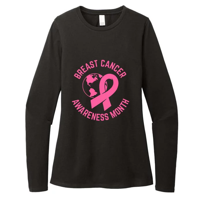 Pink Ribbon Breast Cancer Awareness Month Gift Womens CVC Long Sleeve Shirt